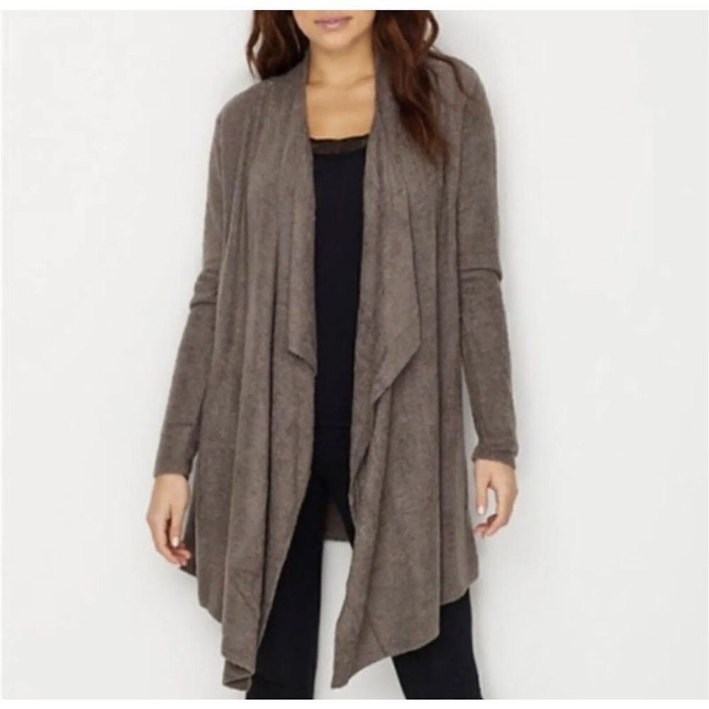 Barefoot Dreams Bamboo Chic Lite Knit cardigan 436‎ sz S/M Gray
